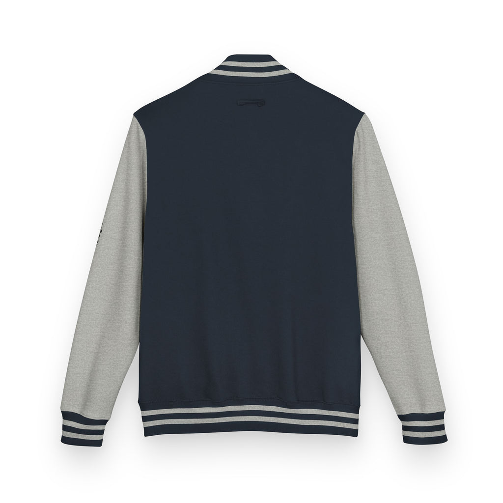Letterman Jacke in oxford-navy-heather-grey -Back